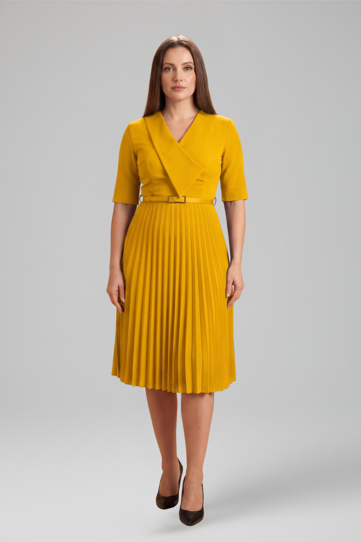 Alexandra Pemberton | Belted Pleated Midi Dress For Women