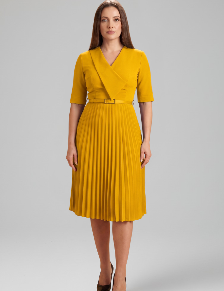 Alexandra Pemberton | Belted Pleated Midi Dress For Women