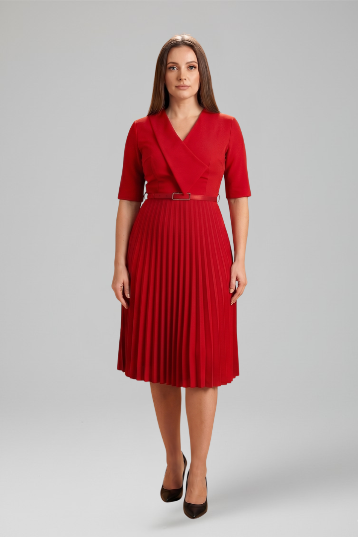 Alexandra Pemberton | Belted Pleated Midi Dress For Women
