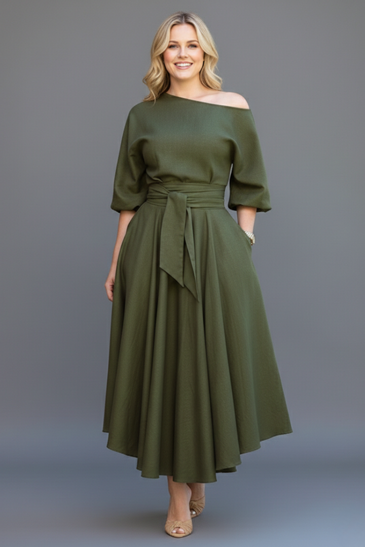 Philippa Wentworth | Belted Flared Midi Dress For Women