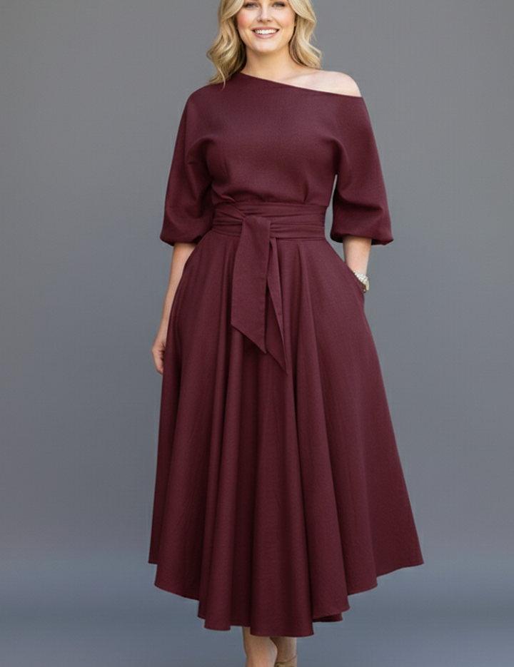 Philippa Wentworth | Belted Flared Midi Dress For Women