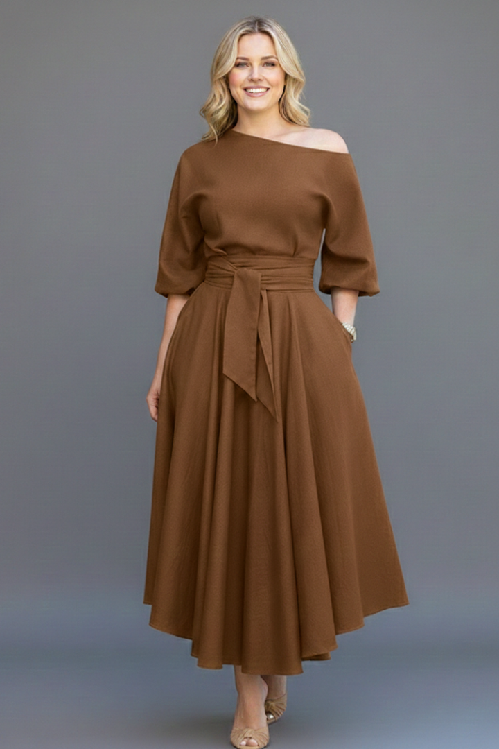 Philippa Wentworth | Belted Flared Midi Dress For Women