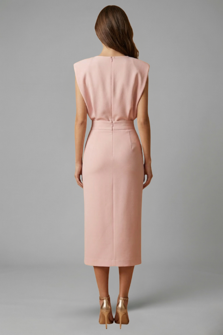 Natasha Velmonde | Gold Button Midi Dress For Women