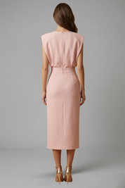 Natasha Velmonde | Gold Button Midi Dress For Women