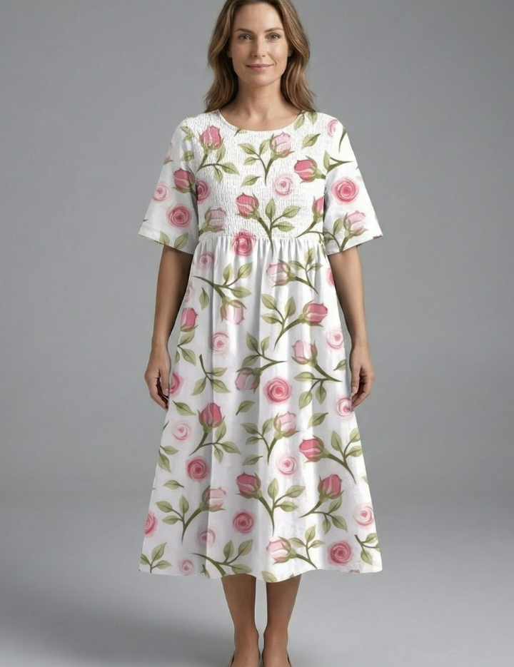 Harriet Wyndmere | Gold Embroidered Floral Midi Dress For Women
