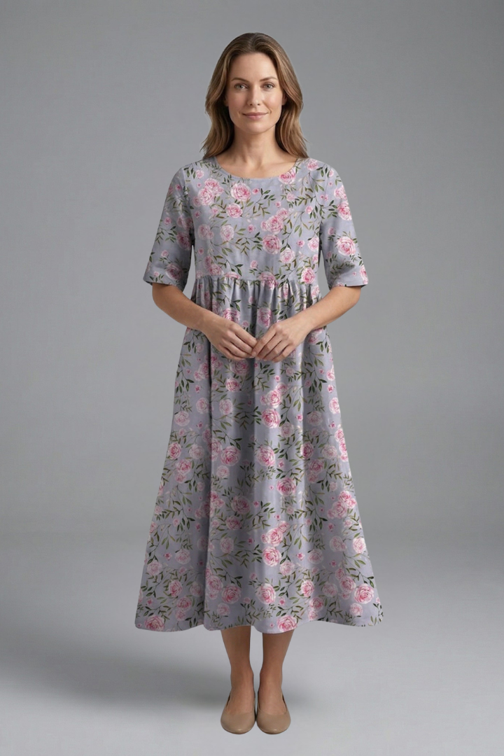 Harriet Wyndmere | Gold Embroidered Floral Midi Dress For Women