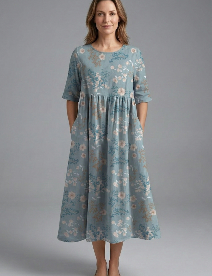 Harriet Wyndmere | Gold Embroidered Floral Midi Dress For Women