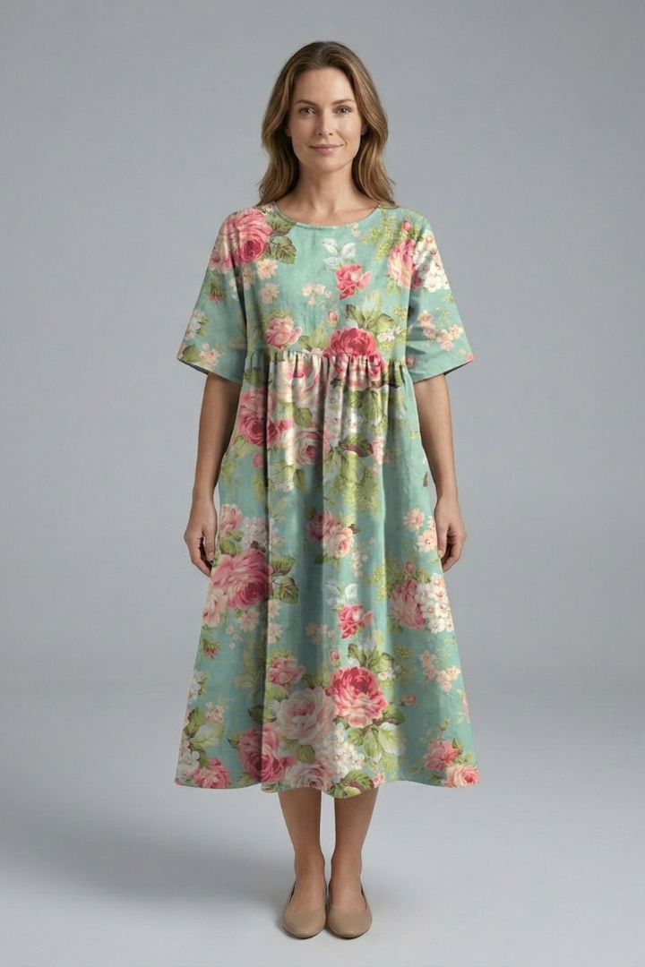 Harriet Wyndmere | Gold Embroidered Floral Midi Dress For Women