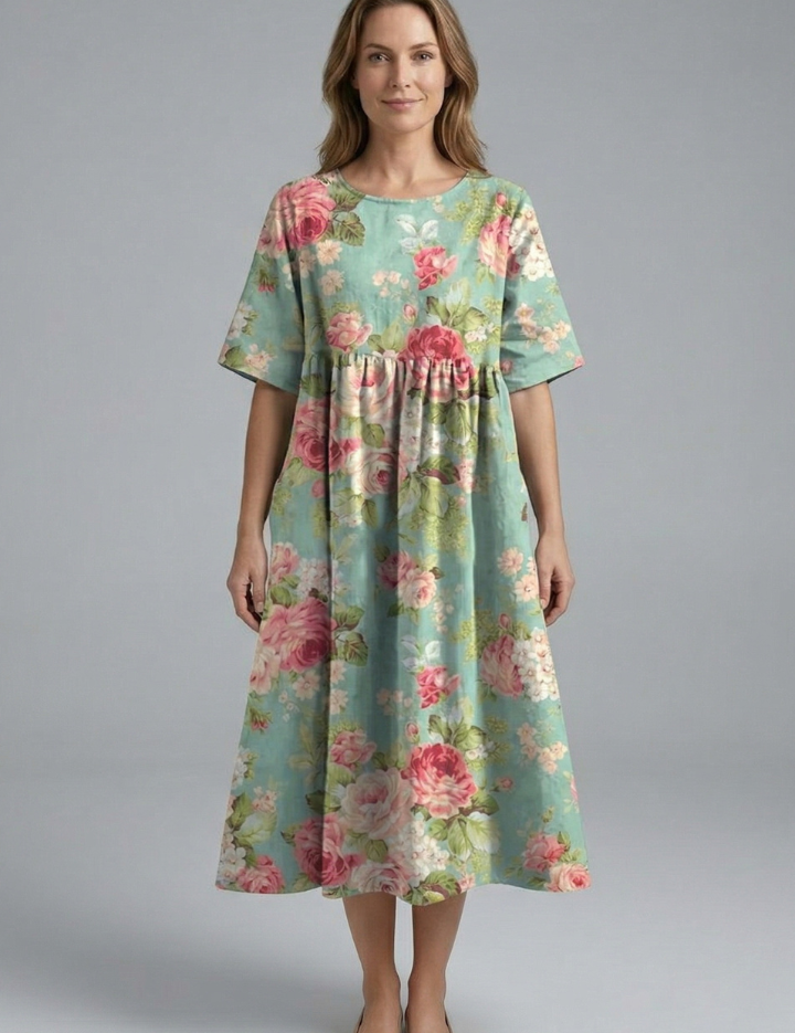 Harriet Wyndmere | Gold Embroidered Floral Midi Dress For Women