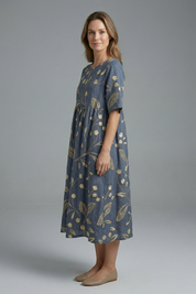 Harriet Wyndmere | Gold Embroidered Floral Midi Dress For Women