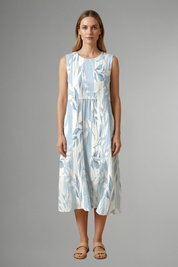 Priscilla Davenport | Sleeveless Leaf Print Midi Dress For Women