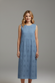 Harriet Dunmore | Embroidered Sleeveless Midi Dress For Women
