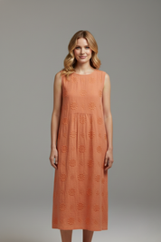 Harriet Dunmore | Embroidered Sleeveless Midi Dress For Women