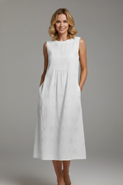 Harriet Dunmore | Embroidered Sleeveless Midi Dress For Women