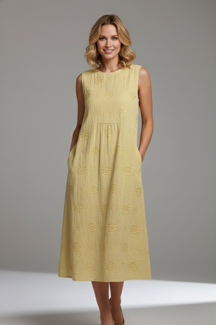 Harriet Dunmore | Embroidered Sleeveless Midi Dress For Women