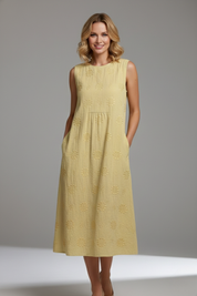 Harriet Dunmore | Embroidered Sleeveless Midi Dress For Women
