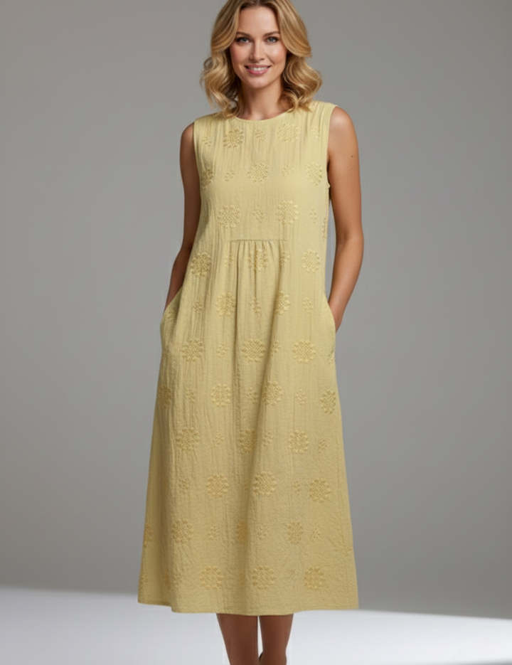 Harriet Dunmore | Embroidered Sleeveless Midi Dress For Women