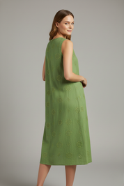 Harriet Dunmore | Embroidered Sleeveless Midi Dress For Women