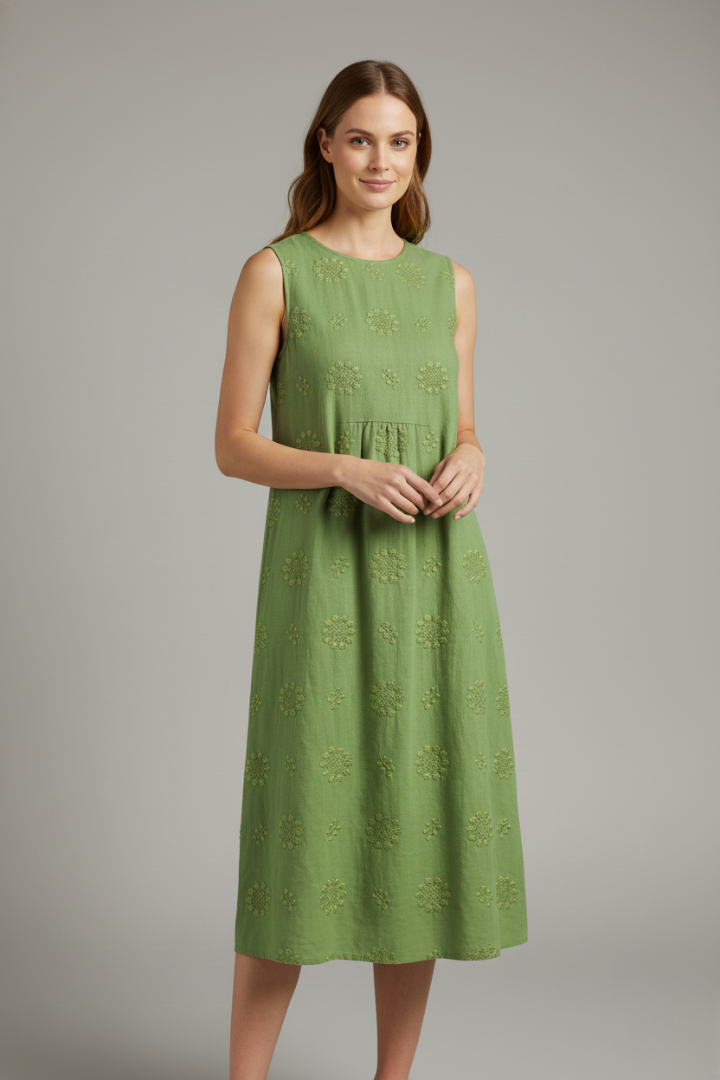 Harriet Dunmore | Embroidered Sleeveless Midi Dress For Women