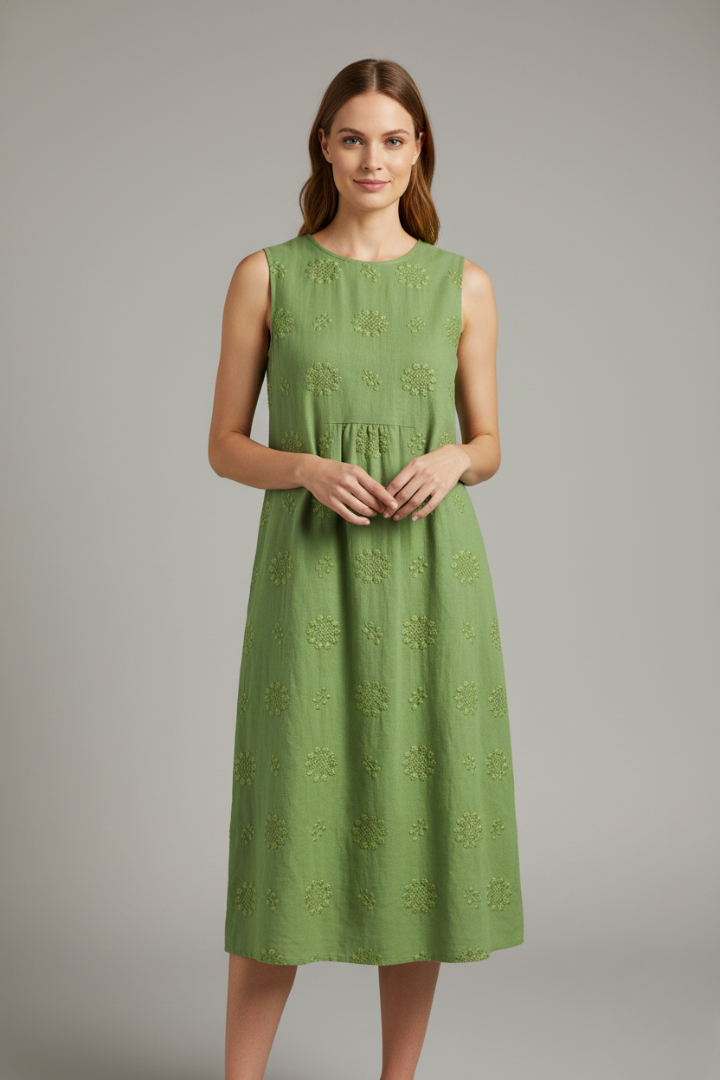 Harriet Dunmore | Embroidered Sleeveless Midi Dress For Women