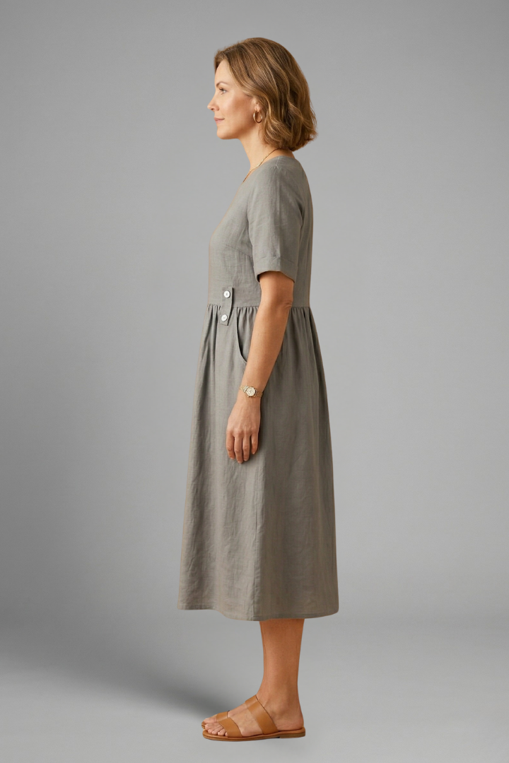 Florence Kingsley | Relaxed Linen Midi Dress For Women