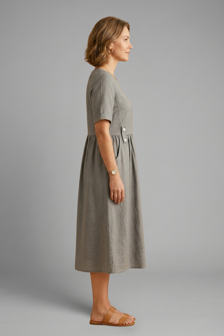 Florence Kingsley | Relaxed Linen Midi Dress For Women