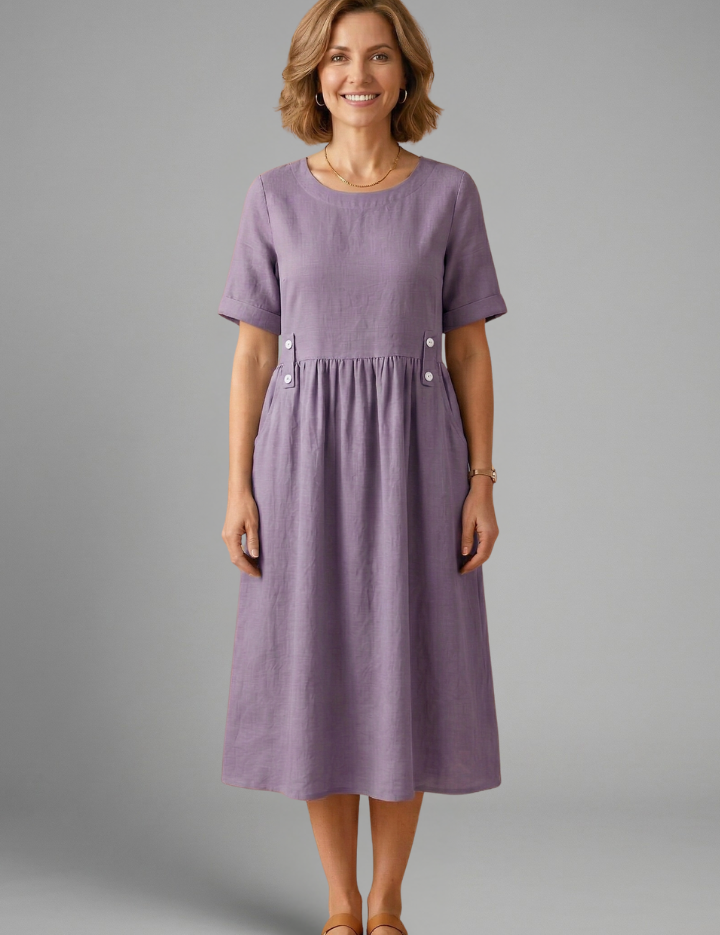 Florence Kingsley | Relaxed Linen Midi Dress For Women