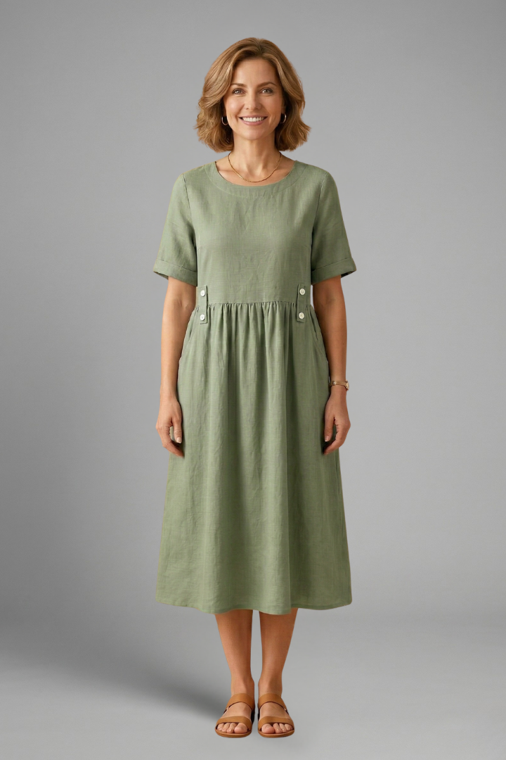 Florence Kingsley | Relaxed Linen Midi Dress For Women