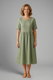 Florence Kingsley | Relaxed Linen Midi Dress For Women