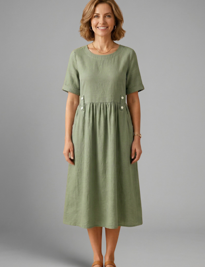 Florence Kingsley | Relaxed Linen Midi Dress For Women