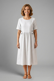Florence Kingsley | Relaxed Linen Midi Dress For Women