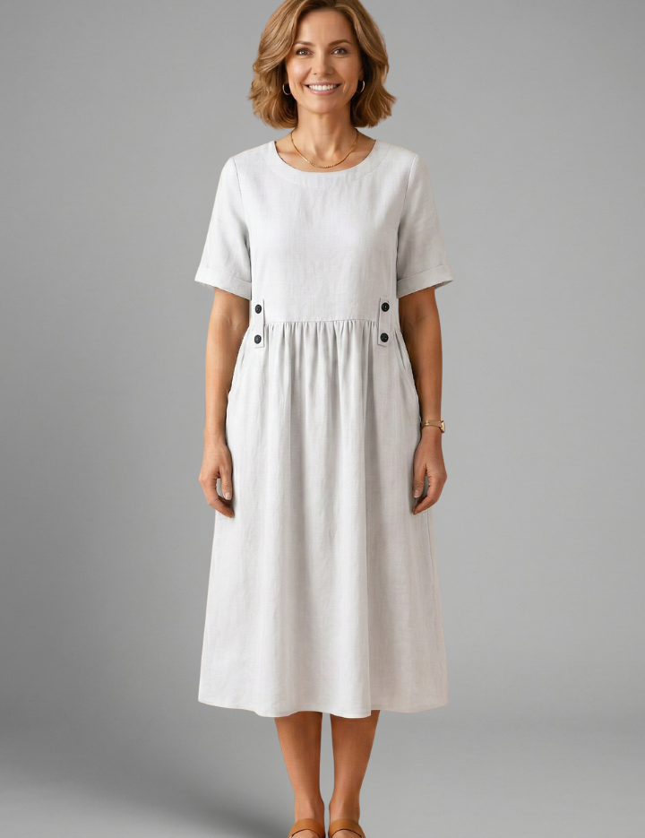 Florence Kingsley | Relaxed Linen Midi Dress For Women