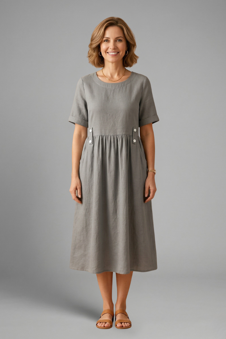 Florence Kingsley | Relaxed Linen Midi Dress For Women