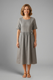 Florence Kingsley | Relaxed Linen Midi Dress For Women