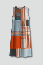 Josephine Hartwell | Sleeveless Geometric Print Midi Dress For Women