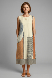 Josephine Hartwell | Sleeveless Geometric Print Midi Dress For Women