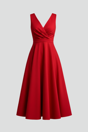 Colette Ravensworth | Sleeveless V-Neck Midi Dress For Women