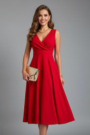 Colette Ravensworth | Sleeveless V-Neck Midi Dress For Women