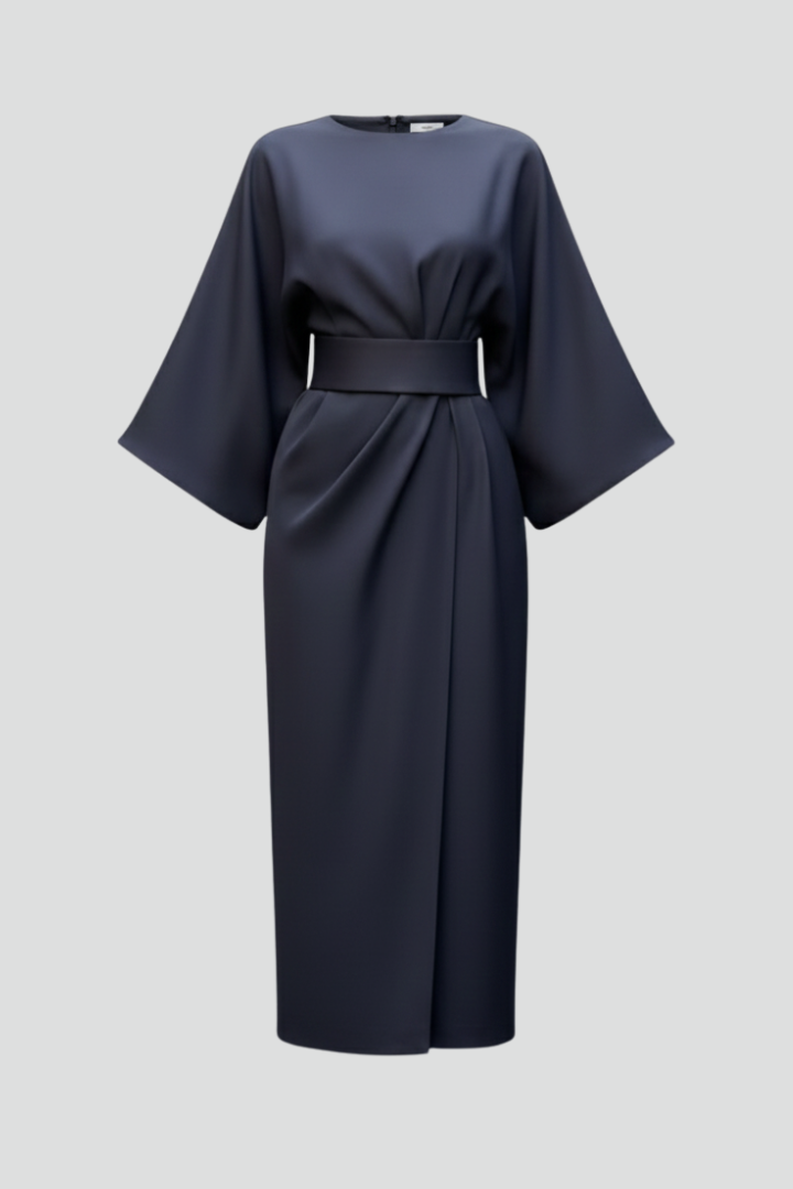 Clarisse Beaumont | Belted Kimono Sleeve Midi Dress For Women