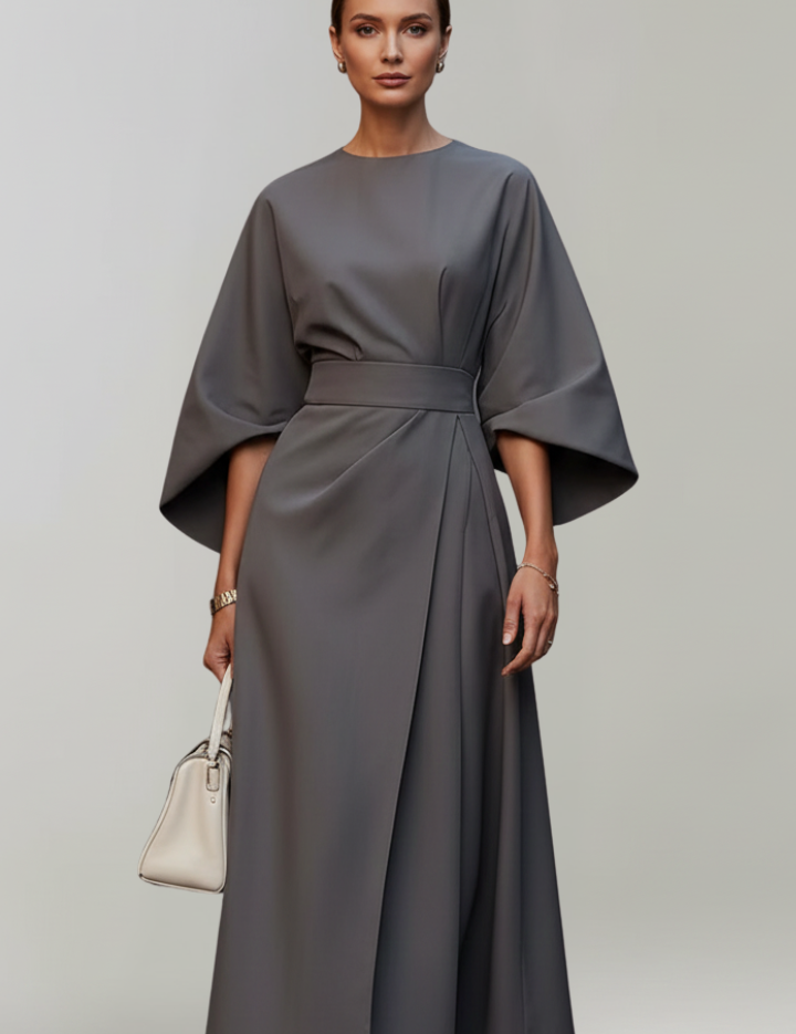 Clarisse Beaumont | Belted Kimono Sleeve Midi Dress For Women