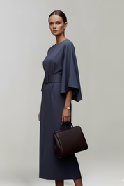 Clarisse Beaumont | Belted Kimono Sleeve Midi Dress For Women