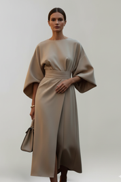 Clarisse Beaumont | Belted Kimono Sleeve Midi Dress For Women