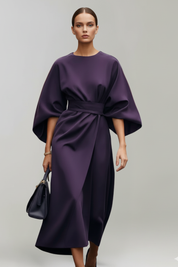 Clarisse Beaumont | Belted Kimono Sleeve Midi Dress For Women