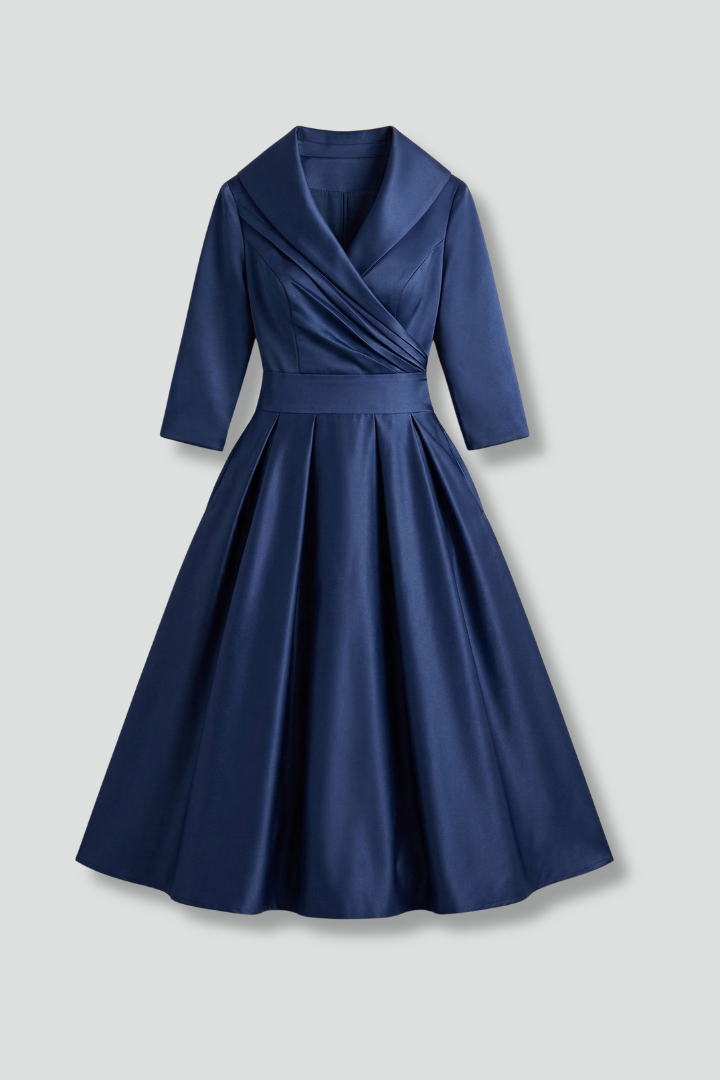 Rowena Ashvale | Wrap Neck Pleated Midi Dress For Women