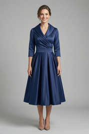 Rowena Ashvale | Wrap Neck Pleated Midi Dress For Women