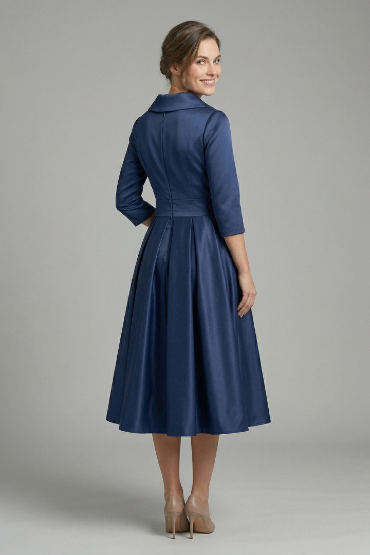 Rowena Ashvale | Wrap Neck Pleated Midi Dress For Women