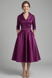 Rowena Ashvale | Wrap Neck Pleated Midi Dress For Women