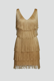 Aurelie Fontaine | Gold Fringe Mini Dress For Women