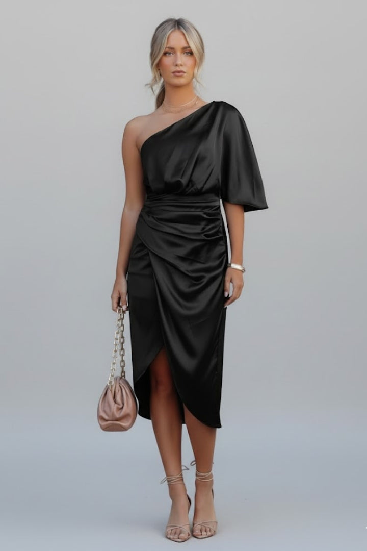 Sylvia Renford | One Shoulder Draped Midi Dress For Women