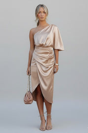Sylvia Renford | One Shoulder Draped Midi Dress For Women
